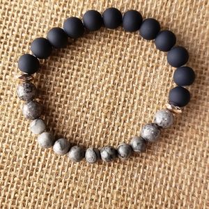 One of a kind Gray and black beaded bracelets